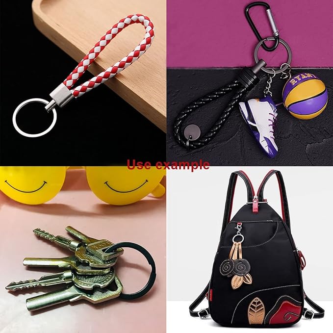 40 Pack Key Ring Keychain Mix 4 Sizes Black Metal Flat Split Key Chains Rings - Image 8
