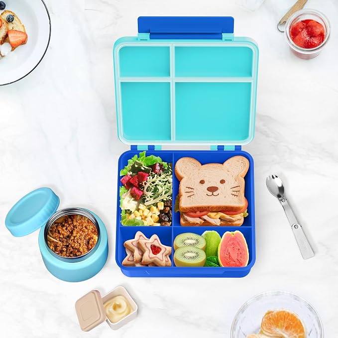 Kids Bento Lunch Box with 8oz Soup Thermo, Kids Leakproof Lunch Food Containers - Image 2