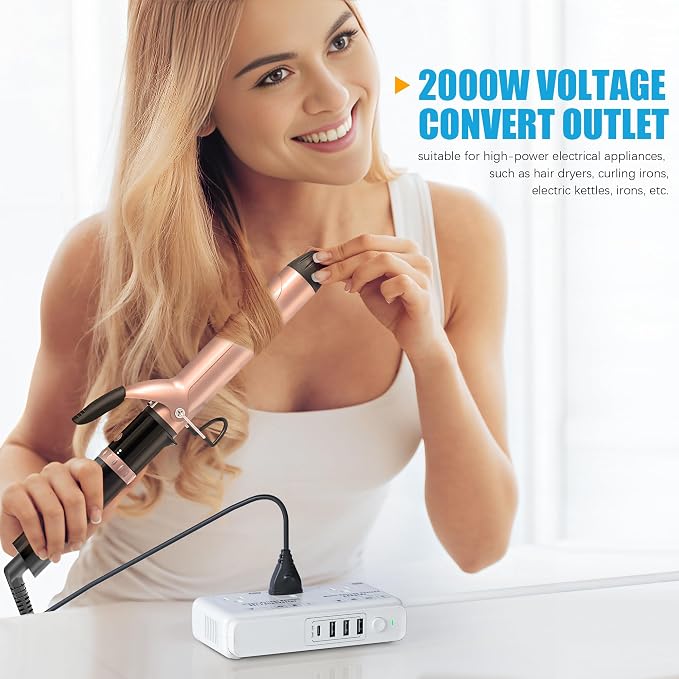 220v to 110v Voltage Converter Adapter: International US to Europe Travel Power - Image 3