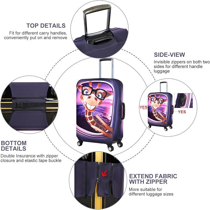 7-Mi 3D Print Design Travel Suitcase Protector Trolley Case Cover 19"-30" Sleeve - Image 2