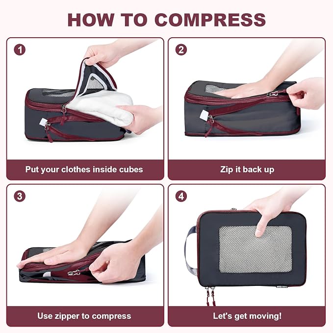 7 Set Compression Packing Cubes Packing Organizer - Image 7