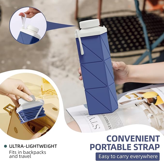 24oz Collapsible Water Bottles, Foodgrade BPA Free Reusable Foldable Water - Image 4