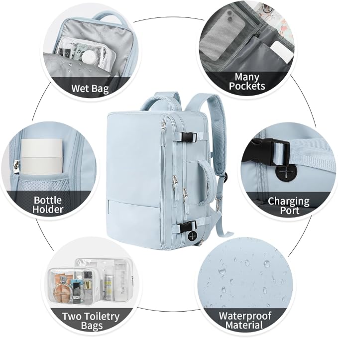Hanples Large Travel Backpack for Women, 40L Carry on Luggage Backpack - Image 5