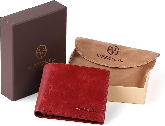 VISOUL Leather Mens Bifold RFID Blocking Wallet - Image 6