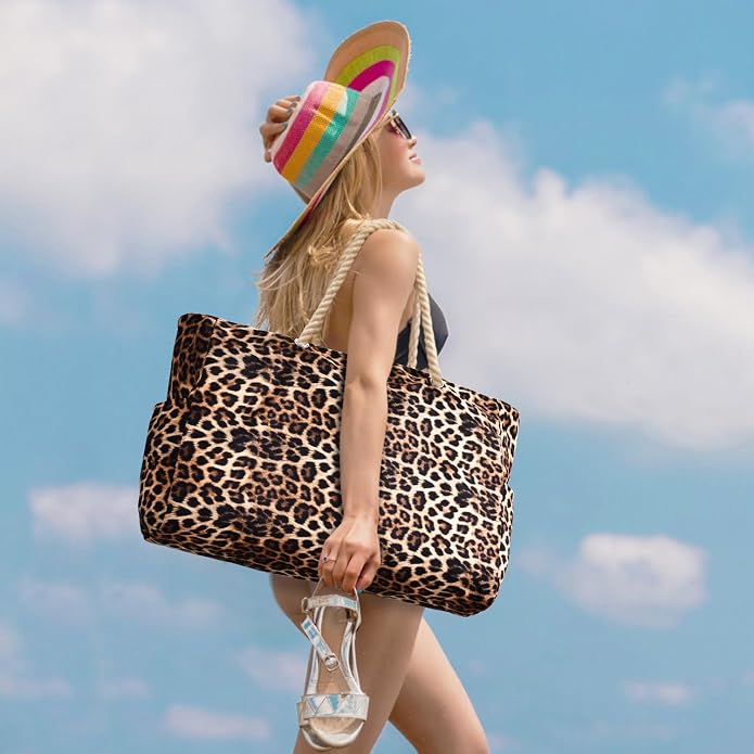 Becokan Beach Bags for Women Large Waterproof Beach Tote Bag Zipper Beach Bags - Image 5