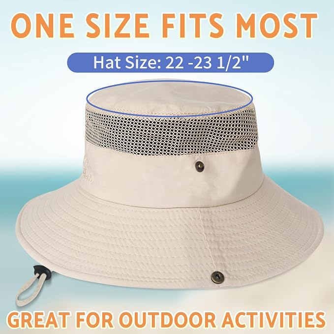 PFFY Sun Bucket Hats for Men Women 3” Wide Brim UPF 50+ Fishing & Beach Hat - Image 6
