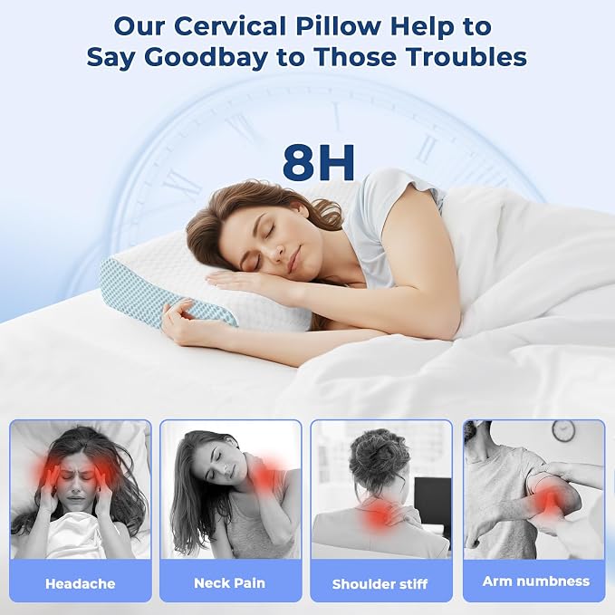 Memory Foam Pillows 2 Pack Neck Pillow - Image 6