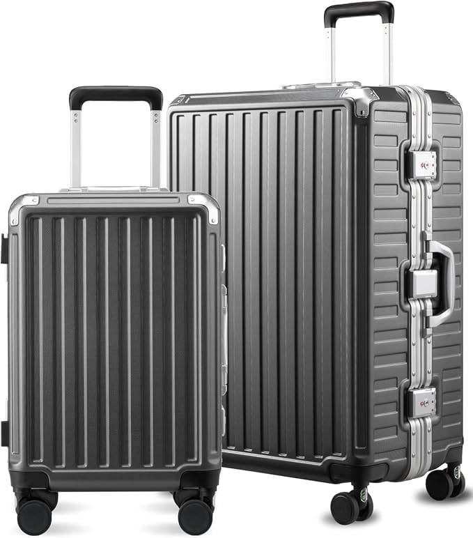 LUGGEX Luggage Sets with Spinner Wheels, 2 Piece Aluminum Frame Zipperless by LuggeXLUGGAGE