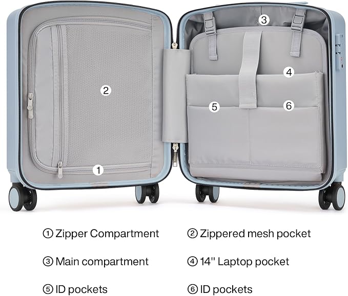 Hanke 16 Inch Underseat Carry On Luggage, Airline-Approved Hard Shell Small - Image 6