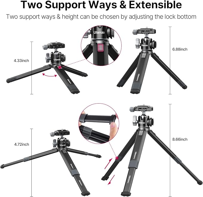 Portable Desktop Mini Tripod PICTRON MT-24 Compact Camera Tripod Aluminum Alloy - Image 2