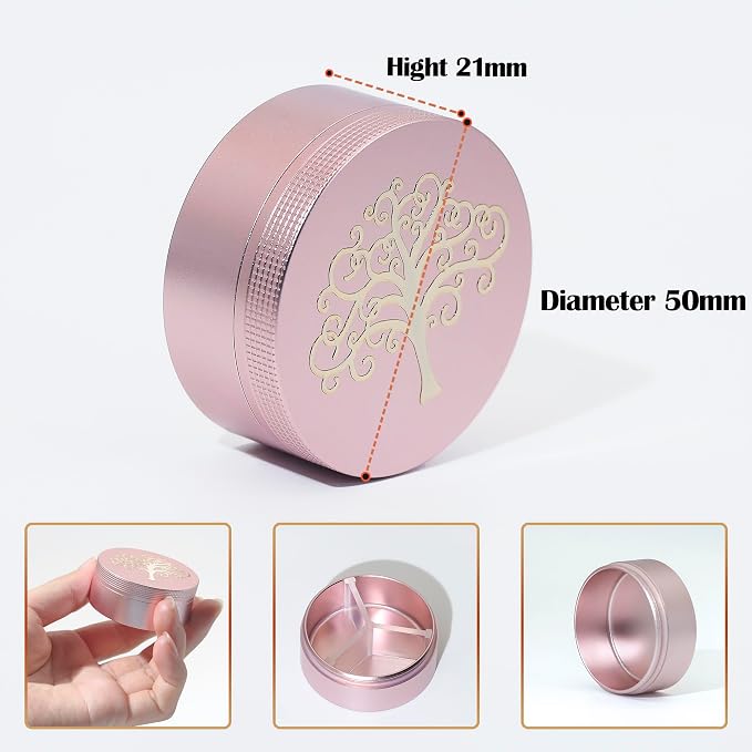 Small Pill Case 3 Compartments, Metal Round Portable Pill Box, Waterproof - Image 2
