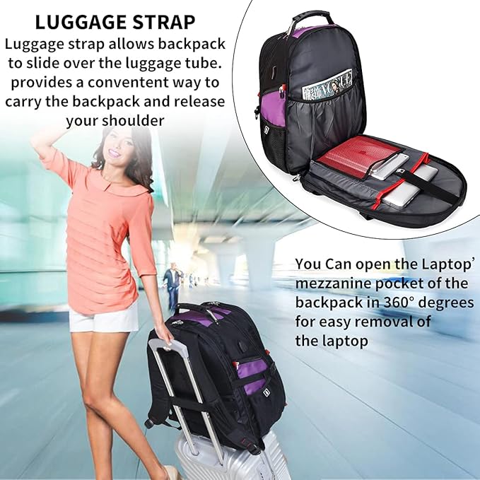 SHRRADOO Extra Large 50L Travel Laptop Backpack - Image 4