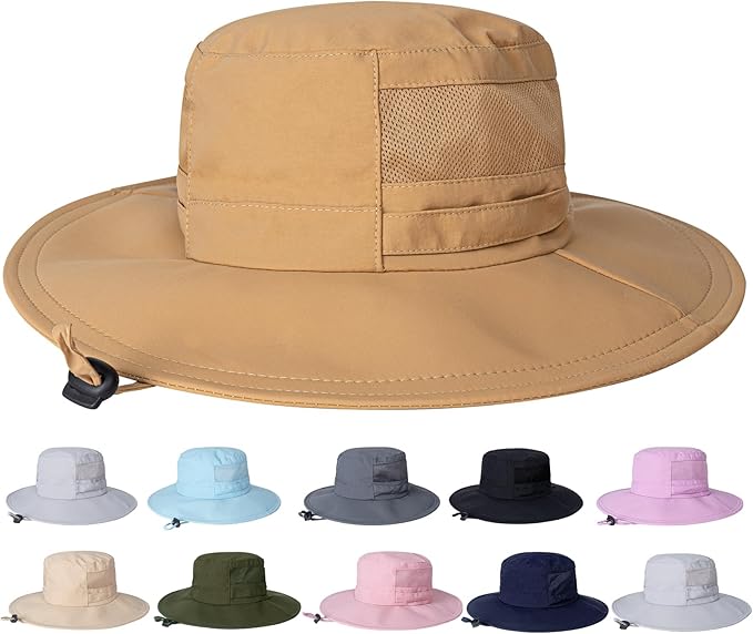 Sun Hat for Men/Women, UPF 50+ Fishing Hat, Waterproof Wide Brim Bucket Hat by Rosoz