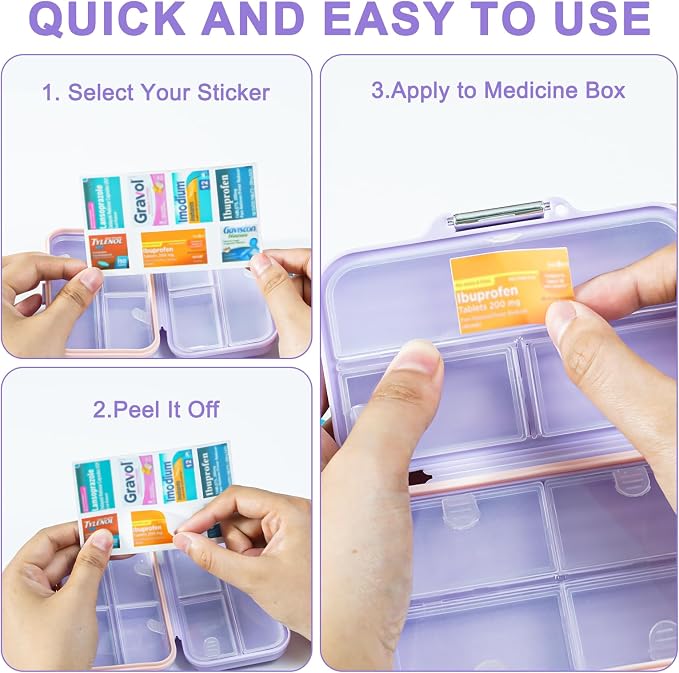 Travel Pill Organizer Box with Medicine Labels, Daily Medication Organizer - Image 4