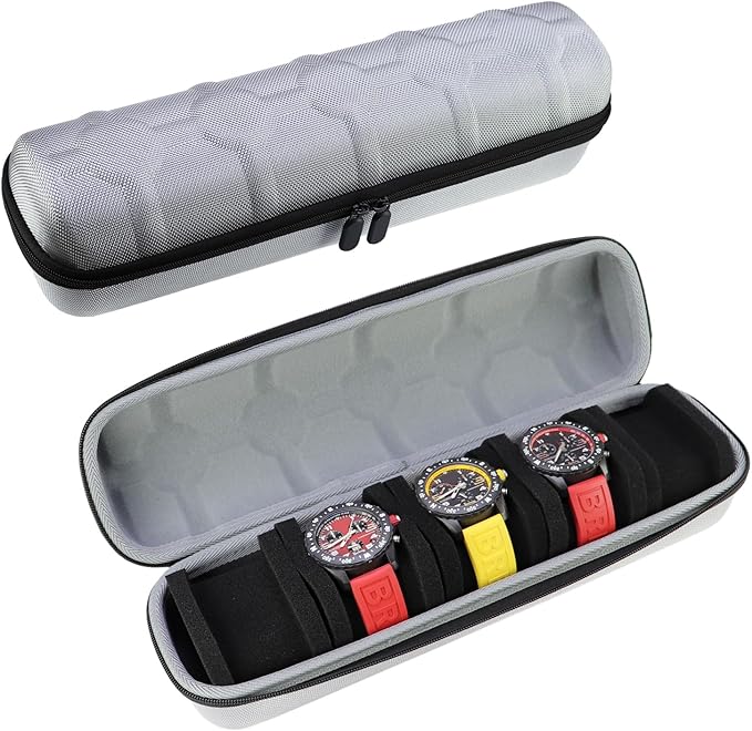 Juntan 5 Slots Hard Watch Travel Case, Portable Nylon Travel Watch Roll Case by JuntanWatchBands