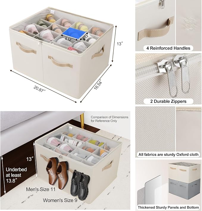 Shoe Organizer for Closet 2 Pack, Foldable Shoe Box - Image 2