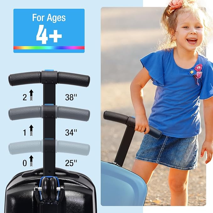 20" Scooter Suitcase for Kids, 2-in-1 Ride On Luggage - Image 5