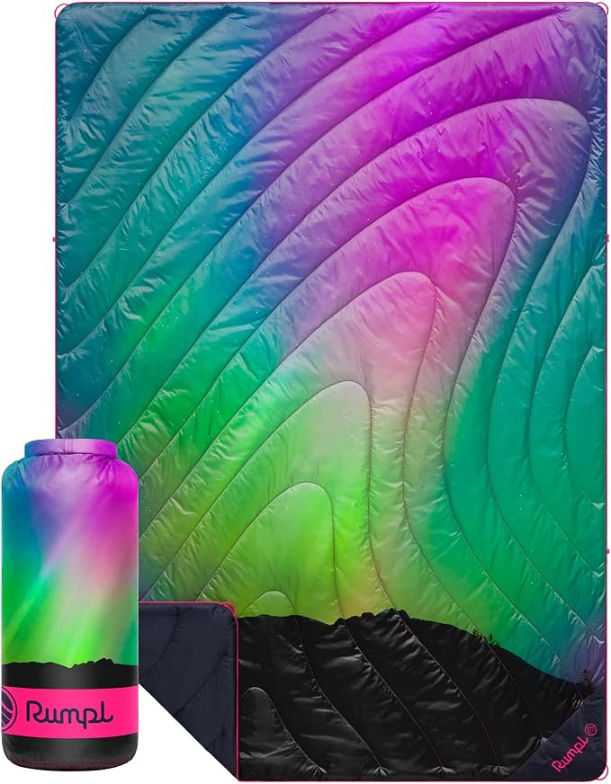 Rumpl Green Northern Lights Puffy Throw Blanket by Rumpl