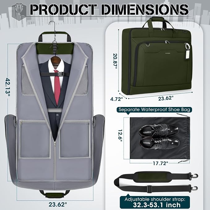 RAINSMORE Garment Bags for Travel Carry On Garment Bag for Hanging Clothes - Image 4