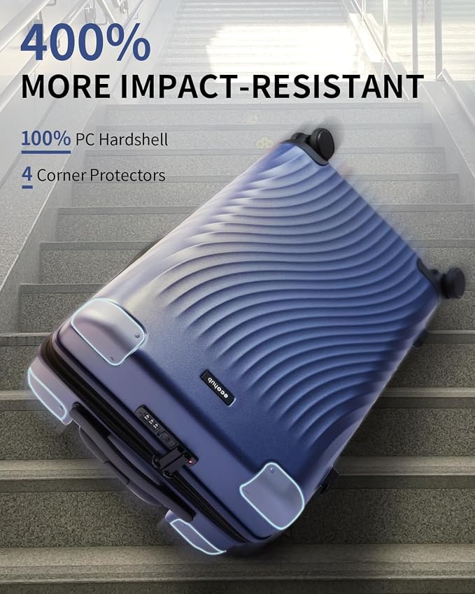 ECOHUB Hardside Expandable Carry On Luggage Sets, Recycled PC 20/24" Rolling - Image 2
