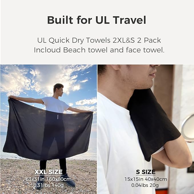 Ultralight Quick Dry Towel, 2 Pack Microfiber Towels - Image 6