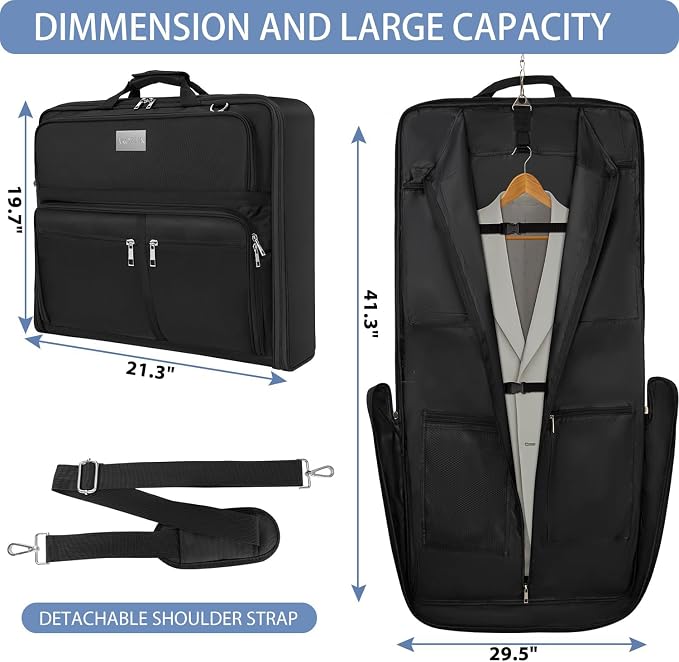 AKOZLIN Travel Luggage Garment Bag Foldable Hanging Suit Bag - Image 3