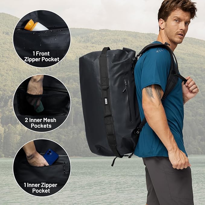 MIER Large Waterproof Duffel Bag Rolltop Dry Backpack Duffle Bags - Image 4