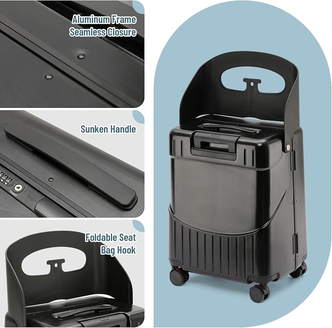 22 Inch TSA Lock Luggage with Seat - Image 5