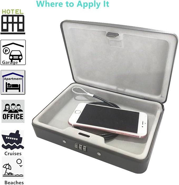 SEPOX® Water/Fire-Resistant Portable Security Case Lock Box Steel, Personal - Image 8