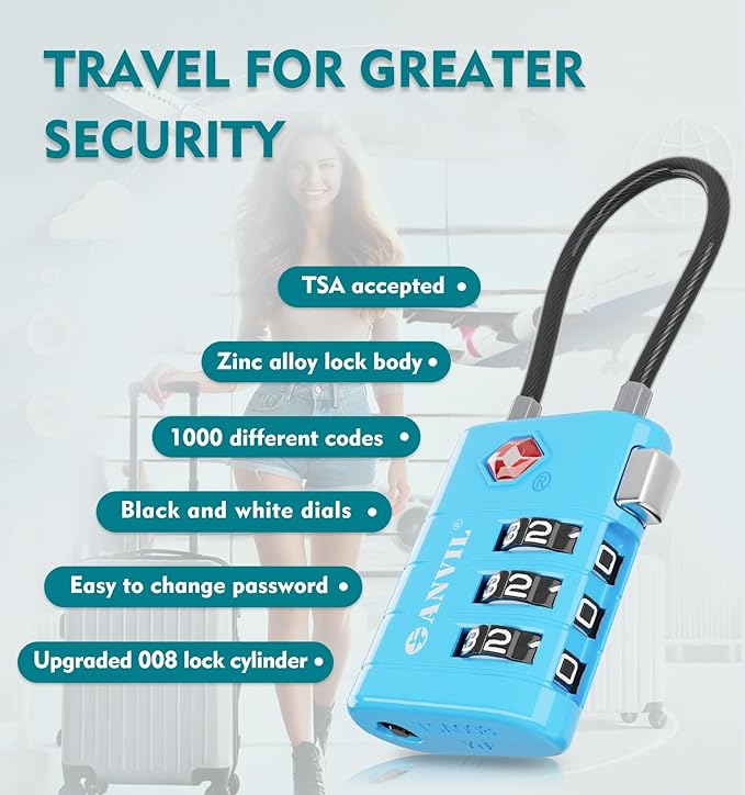 ANVIL TSA Approved Luggage Locks – High Security TSA008 Combination Travel Locks - Image 5