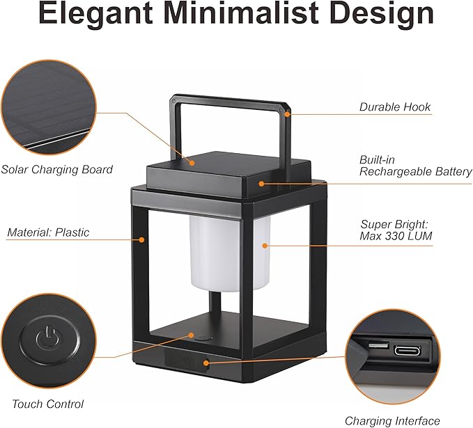 LETRY Outdoor Table Lamp, Brightness LED Nightstand Lantern, Portable - Image 4
