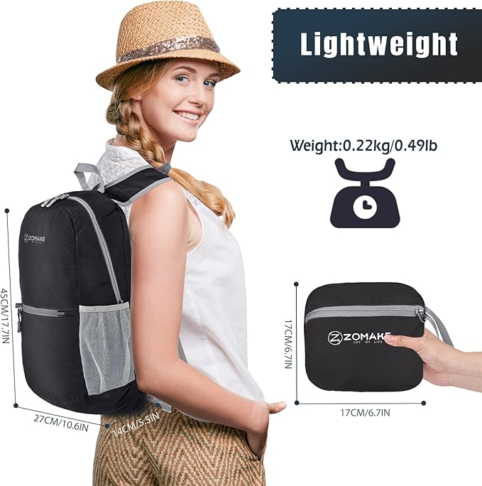 ZOMAKE Ultra Lightweight Hiking Backpack 20L, Packable Small Backpacks Water - Image 2