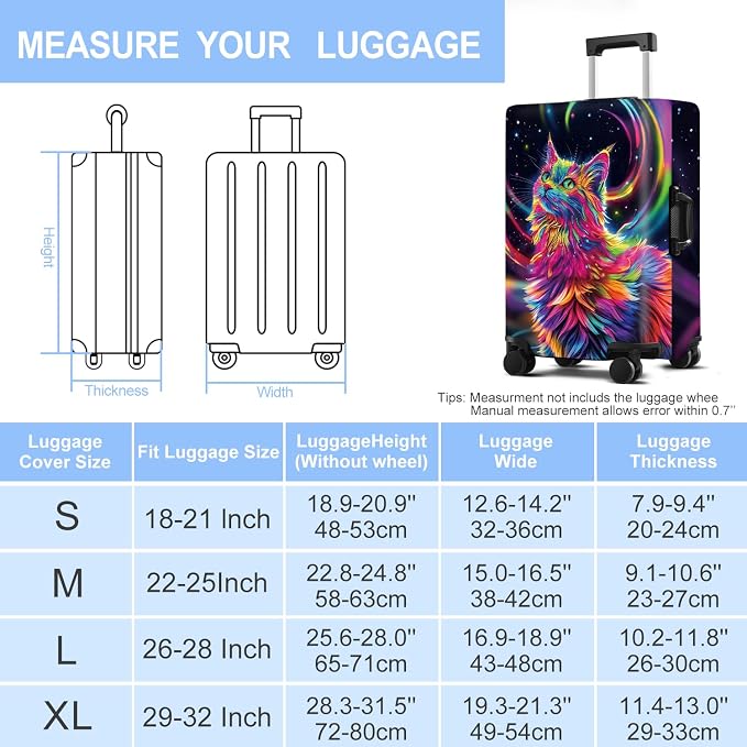 Cat Luggage Cover Washable Suitcase Protector Anti-Scratch, Stretchable Fit - Image 6