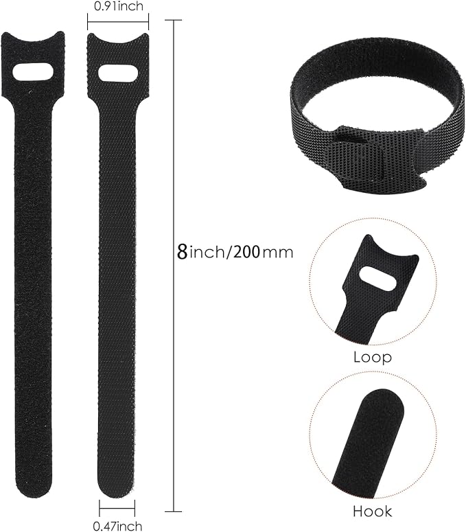 150PCS 8 Inch Cable Ties Reusable Multi-Purpose Wire Ties Cord Organizer - Image 2