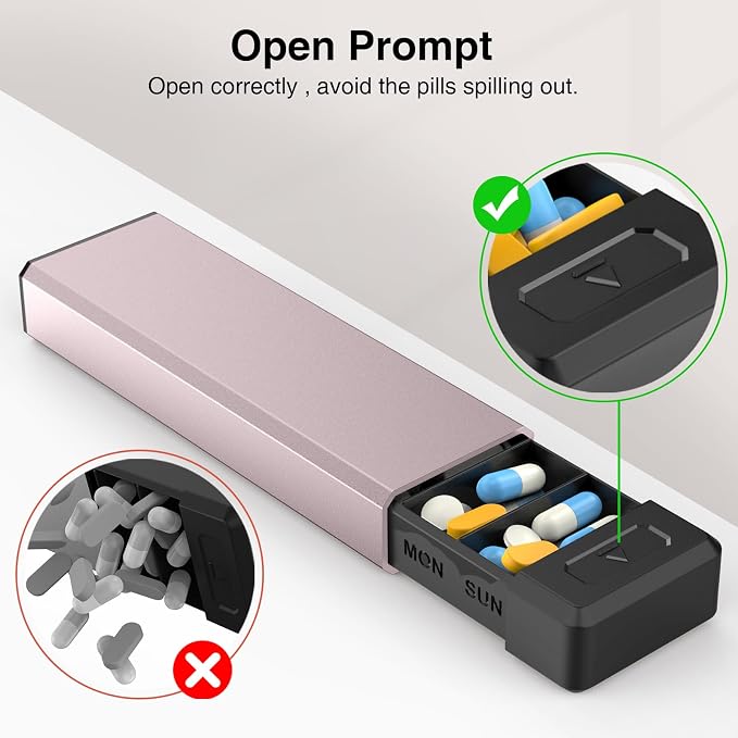 HEIYING Pill Organizer with Aluminum Shell - Image 4
