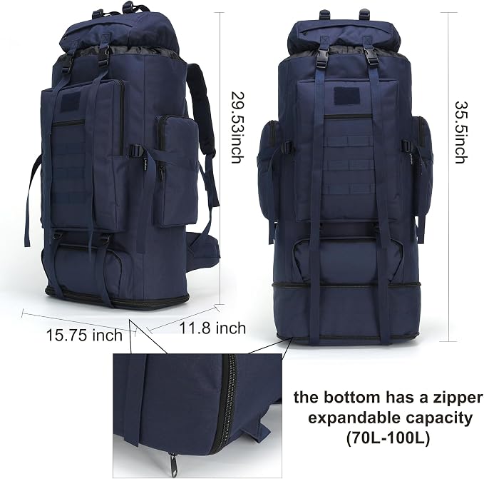 Hiking Backpack for Men 70L/100L Camping Backpack Military Rucksack Molle 3 - Image 2