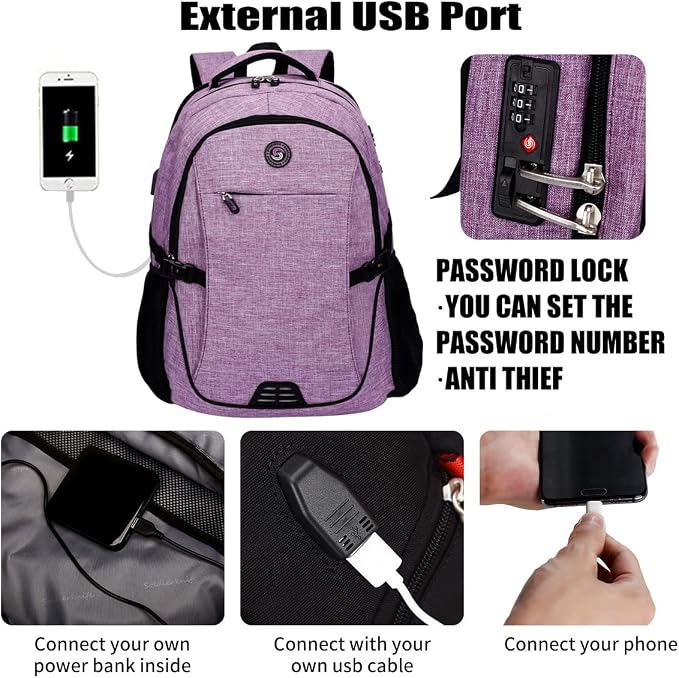 SHRRADOO Anti Theft Laptop Backpack Travel Backpacks - Image 3