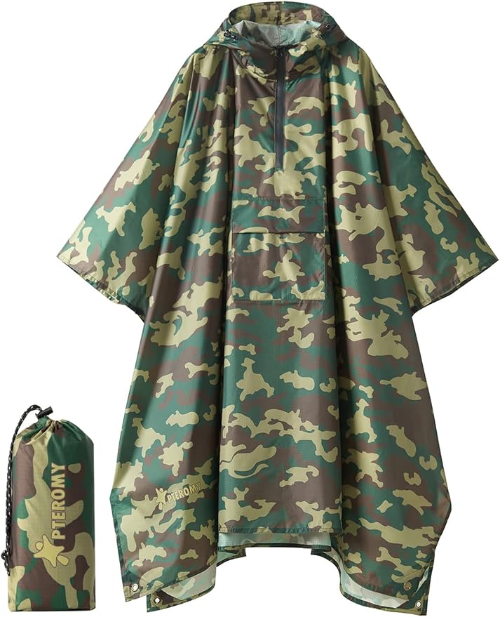 PTEROMY Hooded Rain Poncho for Adult by PTEROMY