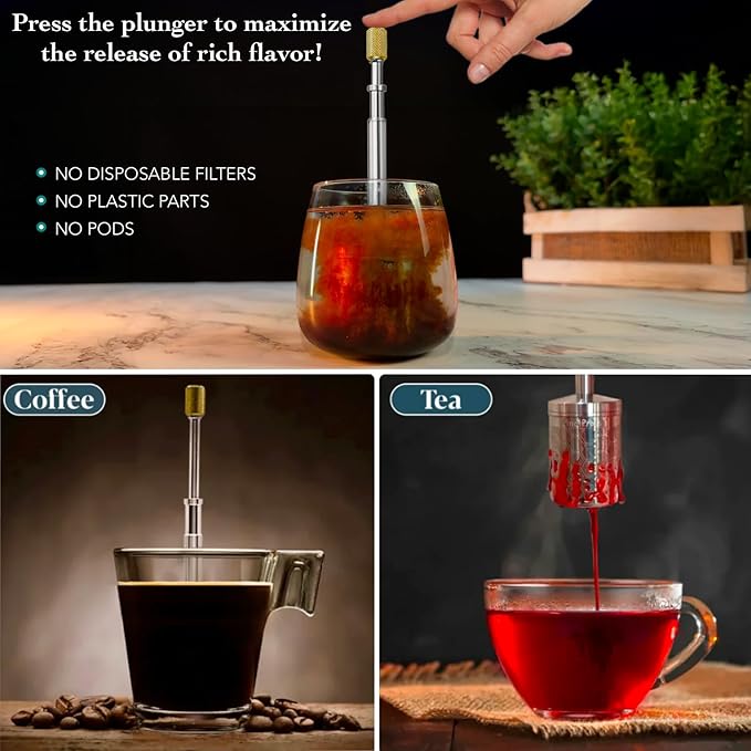 Original Coffee & Tea Maker – Portable Stainless Steel Micro French Press – - Image 2