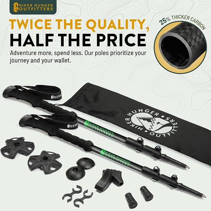 100% Carbon Fiber Trekking Poles by USA Brand - Image 2