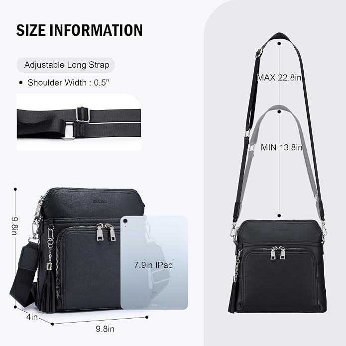 Crossbody Purse for Women, Lightweight Medium Crossbody Bag Soft Leather - Image 4