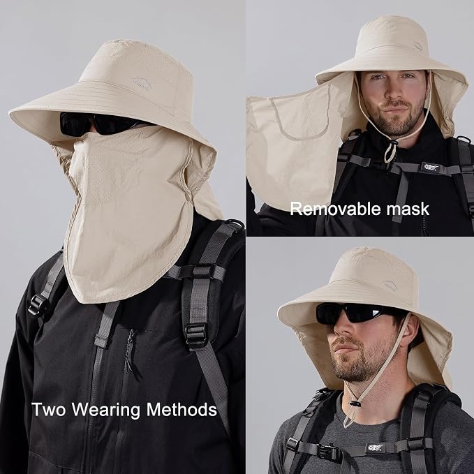 Sun Hat for Men Women with Neck Flap, UPF 50+ UV Protective Hiking Fishing Hats - Image 2