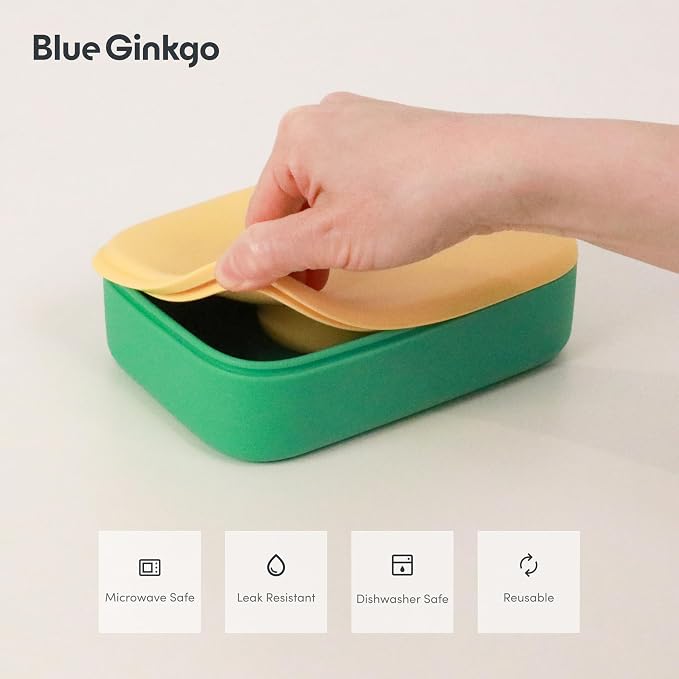 BLUE GINKGO Silicone Lunch Box Set – Durable Heavy-Duty Silicone Bento Box - Image 4