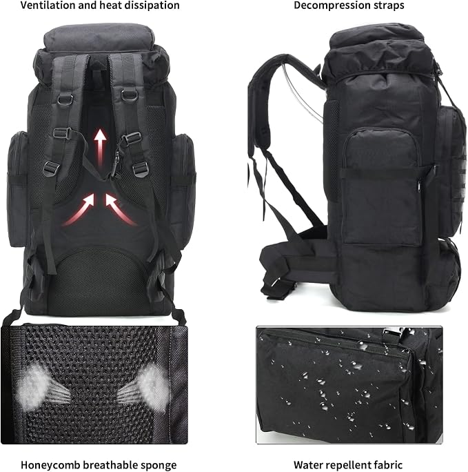Hiking Backpack for Men 70L/100L Camping Backpack Military Rucksack Molle 3 - Image 2