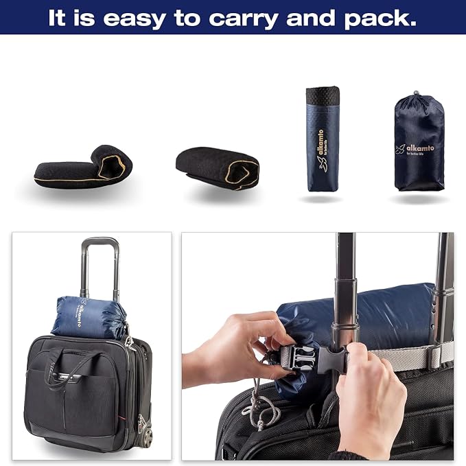 Travel & Camping Comfortable Memory Foam Pillow – Easy to Carry Portable Bag – - Image 3