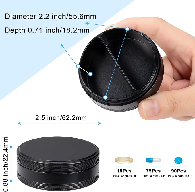 Pill Box 2 Compartment Pill Case - Image 2