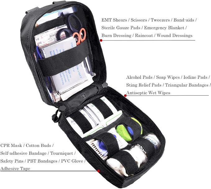 EMT Pouch MOLLE Ifak Pouch Tactical MOLLE Medical First Aid Kit Utility Pouch - Image 4