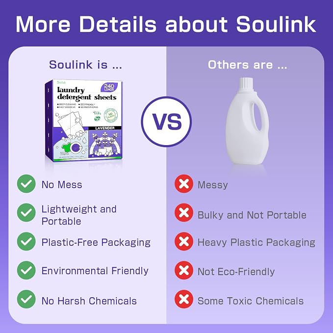 Soulink Lavender Laundry Detergent Sheets, 240 Loads - Image 6