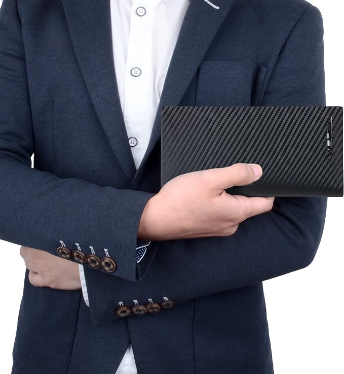 VISOUL Mens Leather Long Checkbook Bifold Wallets - Image 6