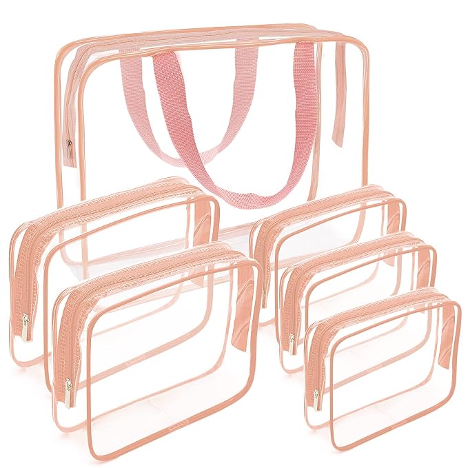 APREUTY Clear Makeup Bags, TSA Approved 6 Pcs Cosmetic Makeup Bags Set Clear PVC by WelcometoAPREUTY
